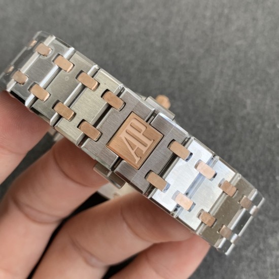 Audemars Piguet-Royal Oak Ladies 33mm RG/SS White Dial JF Swiss Qtz