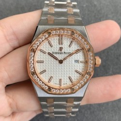Audemars Piguet-Royal Oak Ladies 33mm RG/SS Diamond/White JF Swiss Qtz