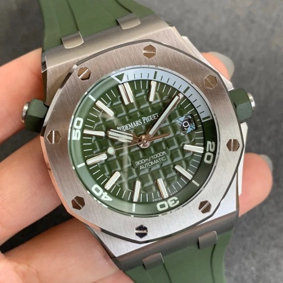 Audemars Piguet-Royal Oak Diver 15710 SS/RU Green JF 1:1 MY9015 Mod