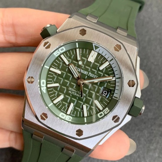 Audemars Piguet-Royal Oak Diver 15710 SS/RU Green JF 1:1 MY9015 Mod