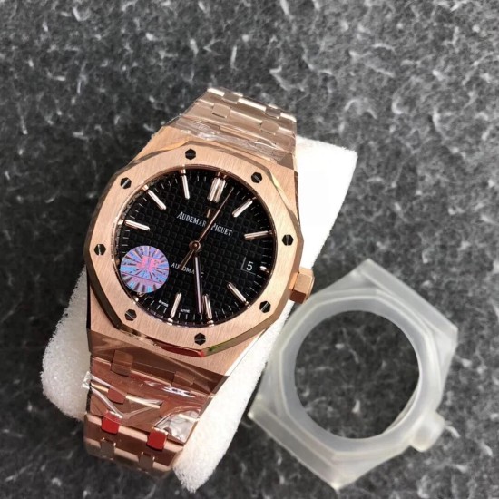 Audemars Piguet-Royal Oak 15450 RG/RG Black/Stk JF SA3120 Super Clone