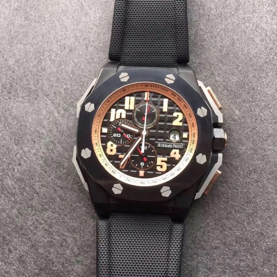 Audemars Piguet-Royal Oak Offshore 44mm BLack Cer/RU Black/Stk JF A3126
