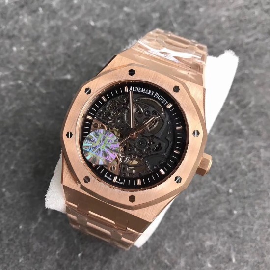 Audemars Piguet-Royal Oak 15407 41mm RG/RG Skeleton Dial JF A3132