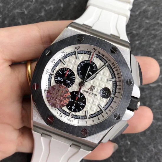 Audemars Piguet-Royal Oak Offshore 26400SO 44mm SS/RU White Dial JF A7750