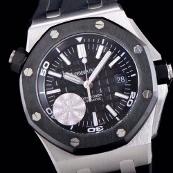 Audemars Piguet-Royal Oak Offshore Diver 15710 42mm SS/RU Black/Stk JF SA3120 Super Clone