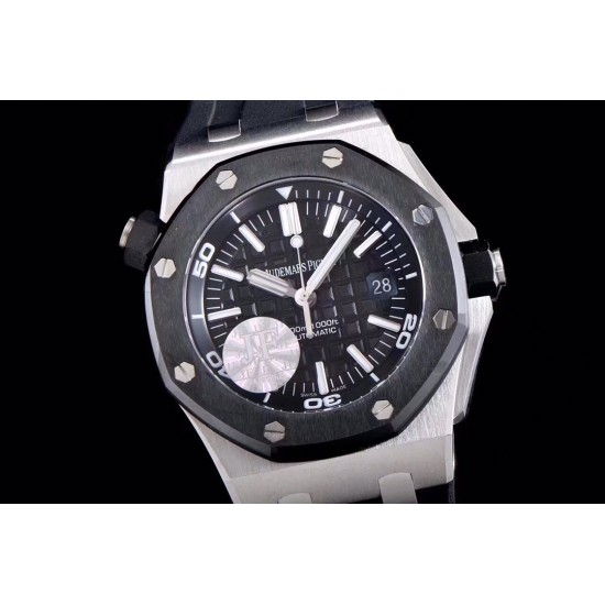 Audemars Piguet-Royal Oak Offshore Diver 15710 42mm SS/RU Black/Stk JF SA3120 Super Clone