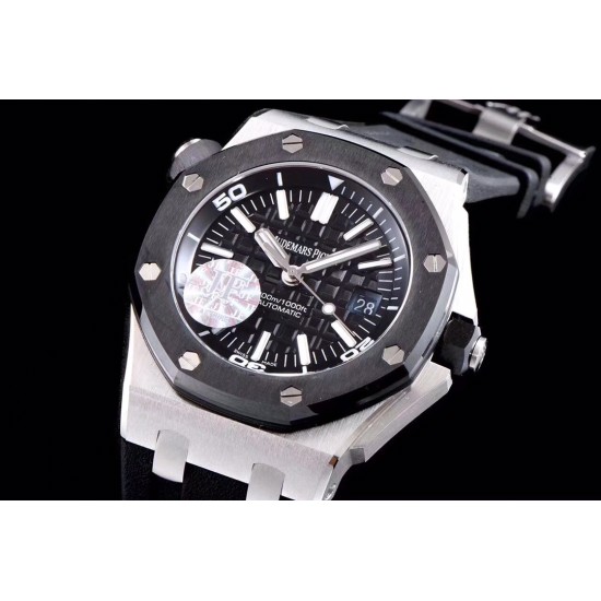 Audemars Piguet-Royal Oak Offshore Diver 15710 42mm SS/RU Black/Stk JF SA3120 Super Clone