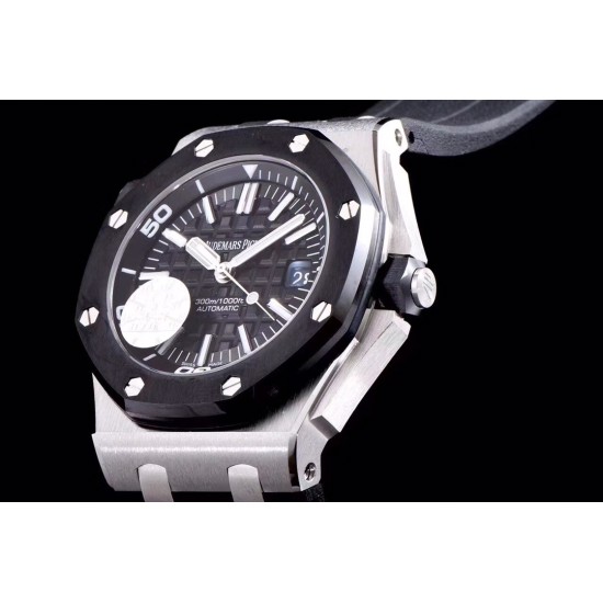 Audemars Piguet-Royal Oak Offshore Diver 15710 42mm SS/RU Black/Stk JF SA3120 Super Clone