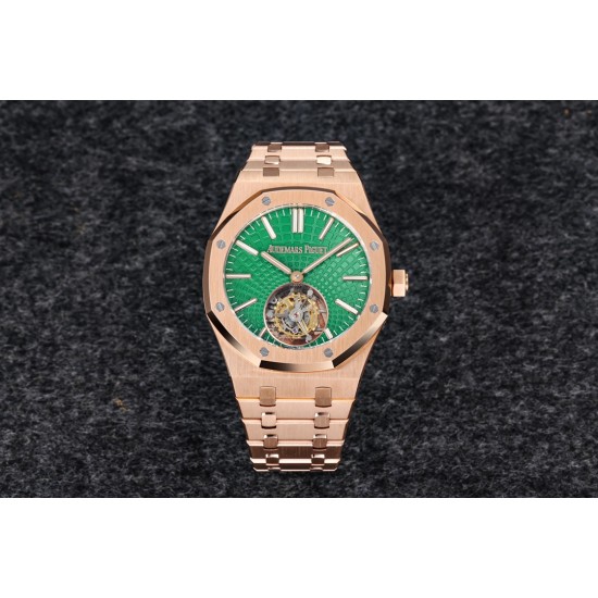 Audemars Piguet-Royal Oak Tourbillon 41mm YG/YG Green/Stk R8F V2 Flying Tourb