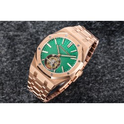 Audemars Piguet-Royal Oak Tourbillon 41mm YG/YG Green/Stk R8F V2 Flying Tourb