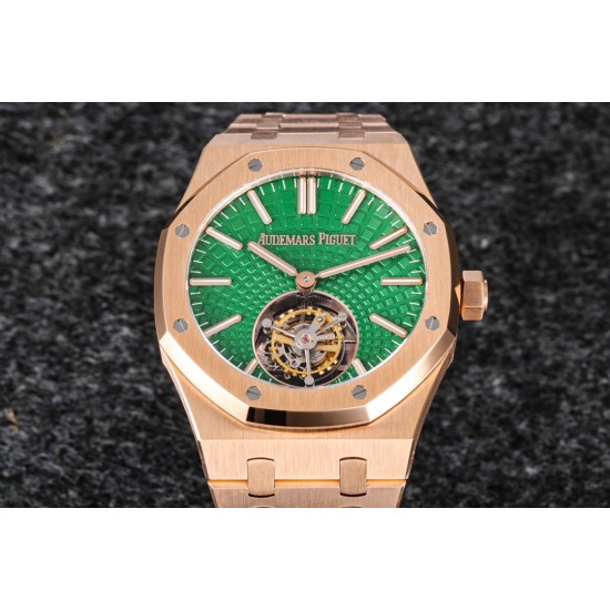 Audemars Piguet-Royal Oak Tourbillon 41mm YG/YG Green/Stk R8F V2 Flying Tourb