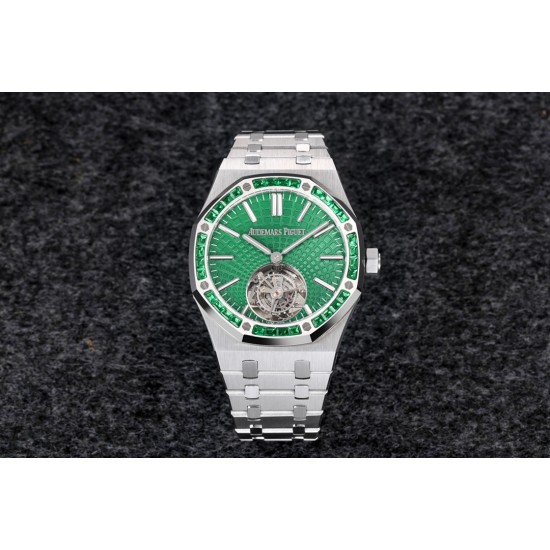 Audemars Piguet-Royal Oak Tourbillon Dia 41mm SS/SS Green/Stk R8F V2 Flying Tourb