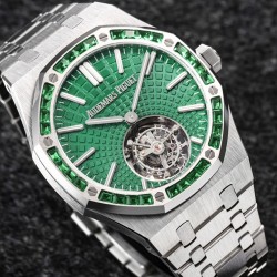 Audemars Piguet-Royal Oak Tourbillon Dia 41mm SS/SS Green/Stk R8F V2 Flying Tourb