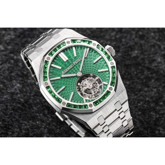 Audemars Piguet-Royal Oak Tourbillon Dia 41mm SS/SS Green/Stk R8F V2 Flying Tourb