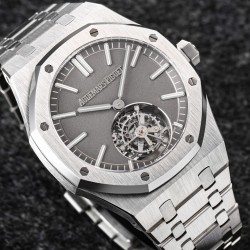 Audemars Piguet-Royal Oak Tourbillon 41mm SS/SS Grey/Stk R8F V2 Flying Tourb