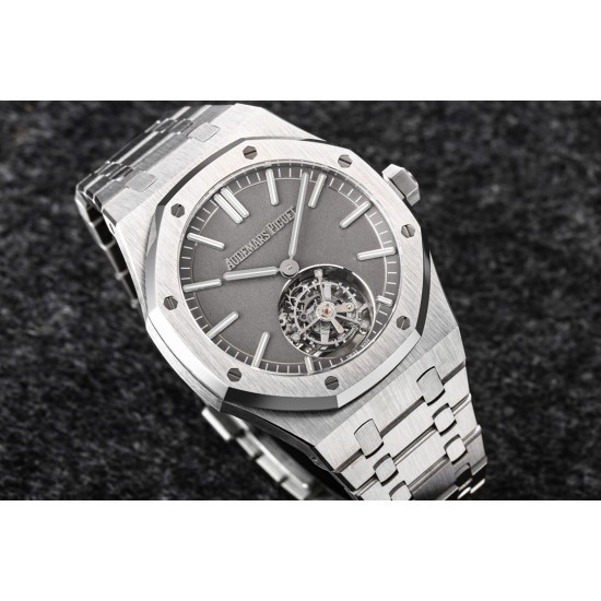 Audemars Piguet-Royal Oak Tourbillon 41mm SS/SS Grey/Stk R8F V2 Flying Tourb