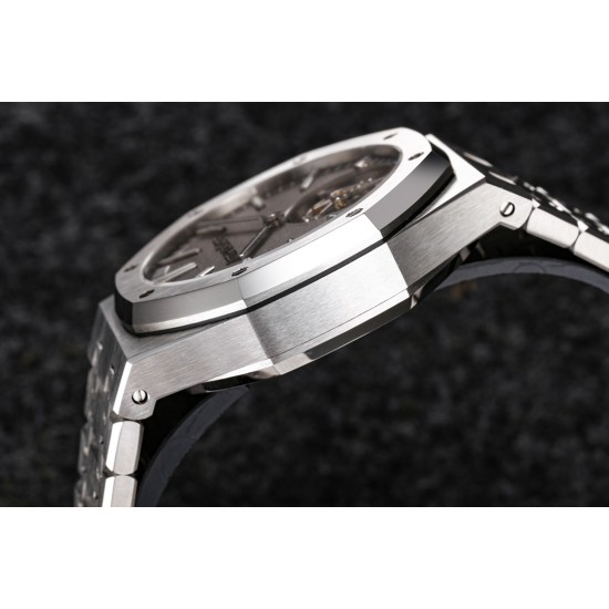 Audemars Piguet-Royal Oak Tourbillon 41mm SS/SS Grey/Stk R8F V2 Flying Tourb