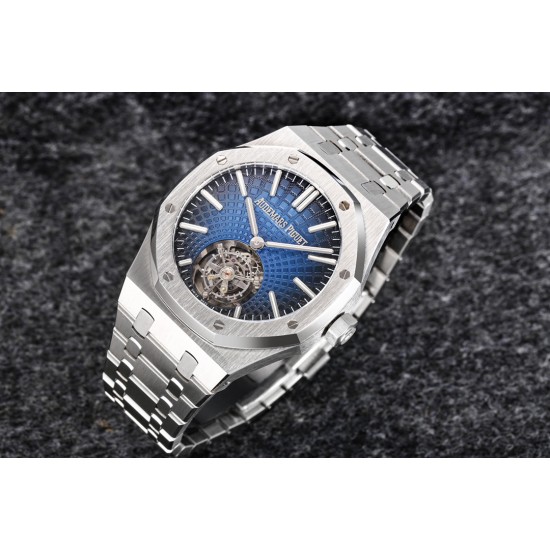 Audemars Piguet-Royal Oak Tourbillon 41mm SS/SS Blue/Stk R8F V2 Flying Tourb