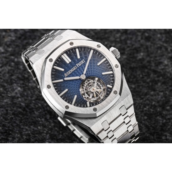 Audemars Piguet-Royal Oak Tourbillon 41mm SS/SS Blue/Stk R8F V2 Flying Tourb