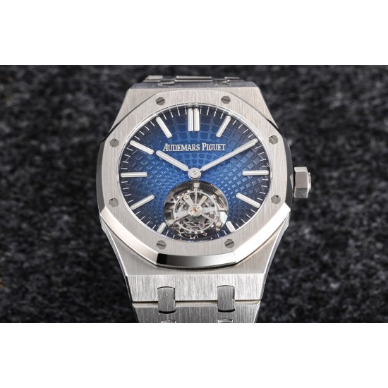 Audemars Piguet-Royal Oak Tourbillon 41mm SS/SS Blue/Stk R8F V2 Flying Tourb