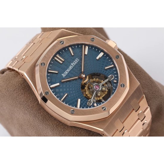 Audemars Piguet-Royal Oak Extra Thin Tourb RG/RG Blue JF Flying Tourb