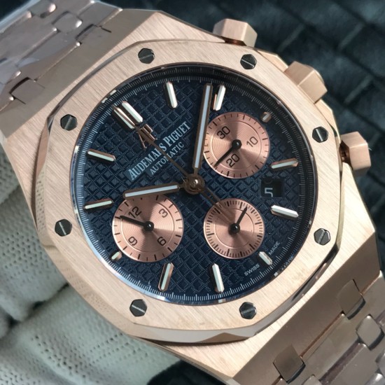 Audemars Piguet-Royal Oak Chronograph 26331ST RG/RG Black OMF A7750