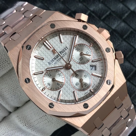 Audemars Piguet-Royal Oak Chronograph 26331ST RG/RG White OMF A7750