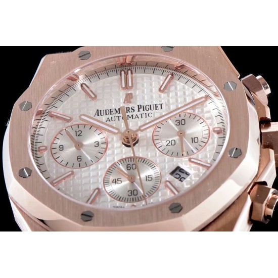Audemars Piguet-Royal Oak Chronograph 26331ST RG/RU Wht/Wht OMF A7750