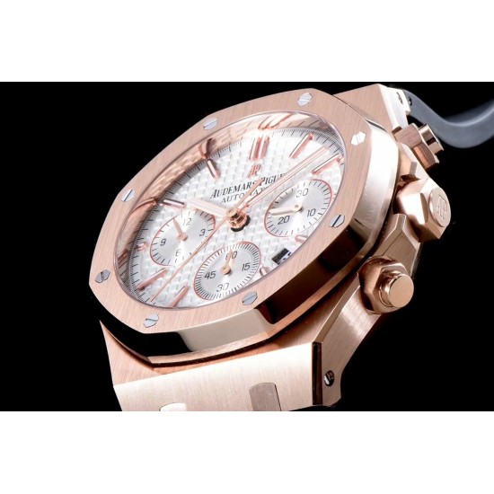 Audemars Piguet-Royal Oak Chronograph 26331ST RG/RU Wht/Wht OMF A7750