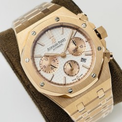 Audemars Piguet-Royal Oak Chrono 26331 RG/RG White/RG JFS A7750