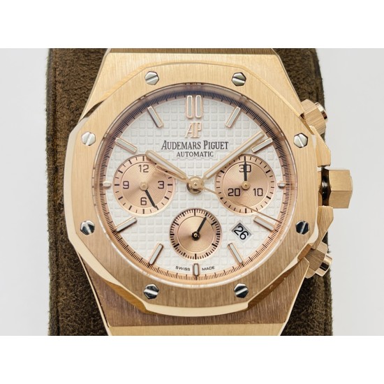 Audemars Piguet-Royal Oak Chrono 26331 RG/RG White/RG JFS A7750