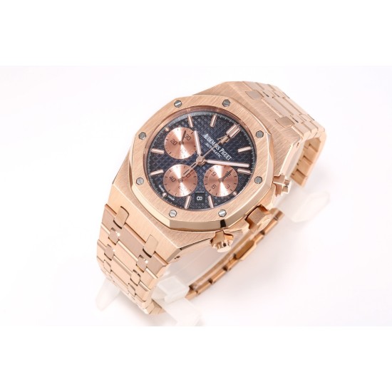 Audemars Piguet-Royal Oak Chrono 26240OR 41mm RG/RG Blue Dial APS SH4401 Super Clone