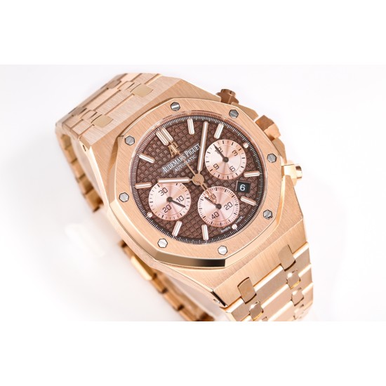 Audemars Piguet-Royal Oak Chrono 26240OR 41mm RG/RG Blue Dial APS SH4401 Super Clone