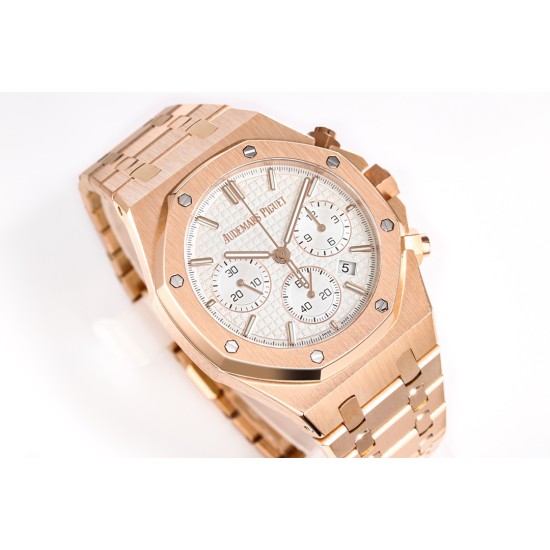 Audemars Piguet-Royal Oak Chrono 26240OR 41mm RG/RG White Dial APS SH4401 Super Clone