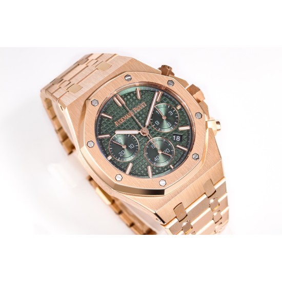 Audemars Piguet-Royal Oak Chrono 26240OR 41mm RG/RG Green Dial APS SH4401 Super Clone