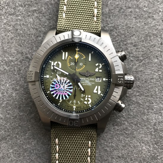 Breitling-Avenger Bandit SS/NY Olive/Num OXF A7750