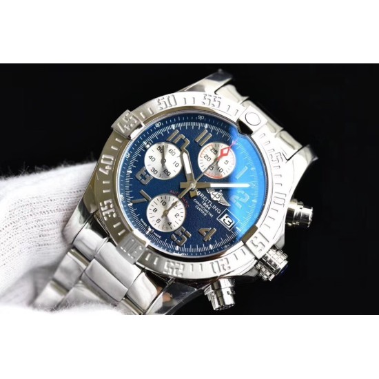 Breitling-Avenger II Chronograph 43mm SS/SS Blue GF A7750