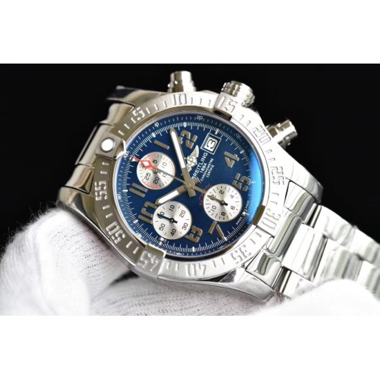 Breitling-Avenger II Chronograph 43mm SS/SS Blue GF A7750