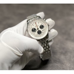 Breitling-Navitimer B01 Chronograph SS/SS Wht/Blk GF A7750 Mod