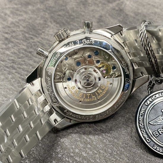 Breitling-Navitimer B01 Chronograph SS/SS Wht/Blk GF A7750 Mod