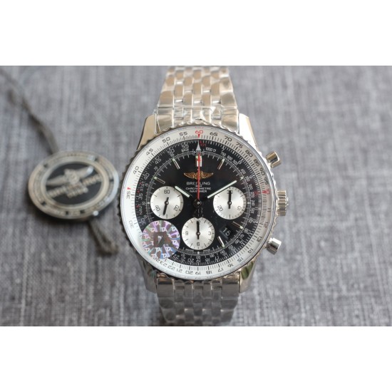 Breitling-Navitimer B01 Chronograph SS/SS Blk/Wht TA A7750 Mod