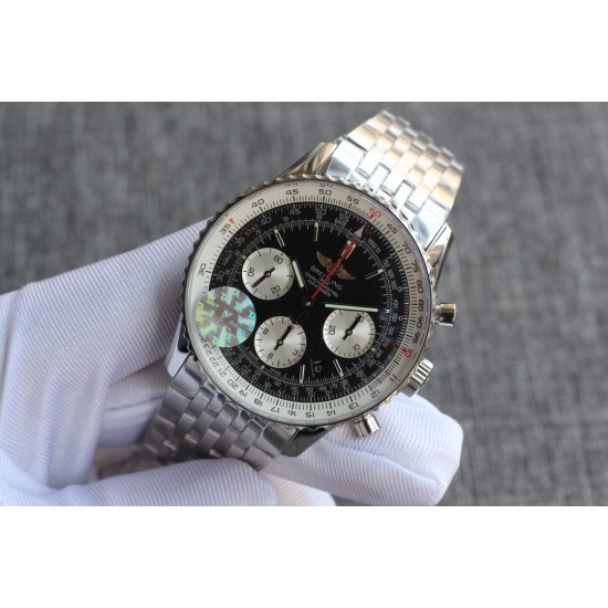 Breitling-Navitimer B01 Chronograph SS/SS Blk/Wht TA A7750 Mod