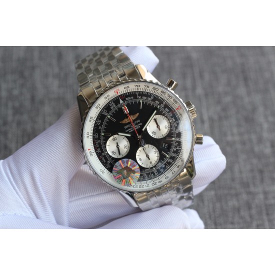 Breitling-Navitimer B01 Chronograph SS/SS Blk/Wht TA A7750 Mod