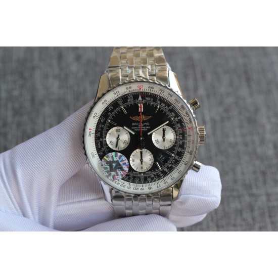 Breitling-Navitimer B01 Chronograph SS/SS Blk/Wht TA A7750 Mod