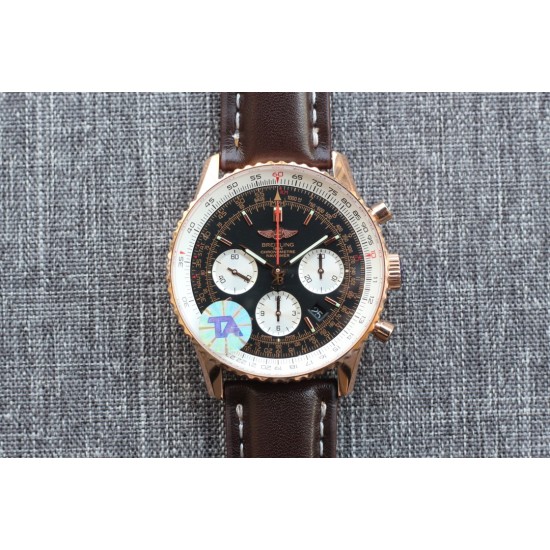 Breitling-Navitimer B01 Chronograph RG/LE Blk/Wht TA A7750 Mod