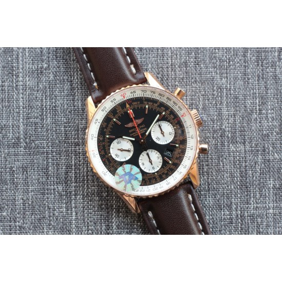 Breitling-Navitimer B01 Chronograph RG/LE Blk/Wht TA A7750 Mod