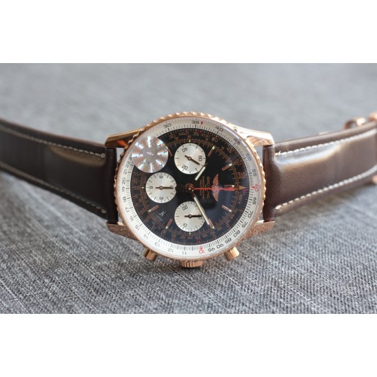 Breitling-Navitimer B01 Chronograph RG/LE Blk/Wht TA A7750 Mod