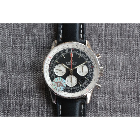 Breitling-Navitimer B01 Chronograph SS/LE Blk/Wht TA A7750 Mod