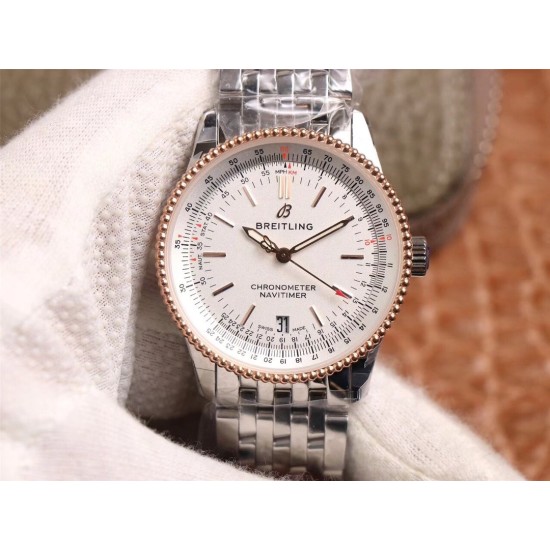 Breitling-Navitimer 1 38mm RG/SS White KOR Swiss SW200
