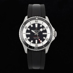 Breitling-Superocean 42mm Black Bezel SS/RU on Black BLSF A2824